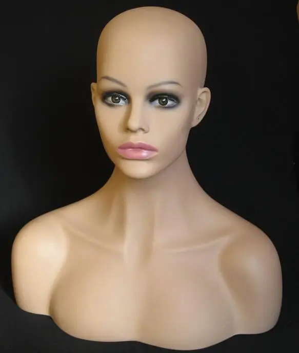 Imagem -04 - Cabeça de Manequim Feminino Busto Plástico Cabeça de Cabelo Humano Manequim para Peruca Modelo de Meia Caixa M00508 Moda 56cm