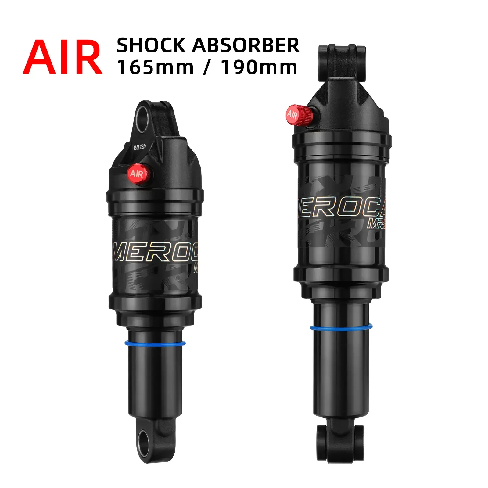 MEROCA Bicycle Air Shock Absorber 165mm/190mm Length Adjustable Air Pressure Mountain Bike Air Shock Rear Shock