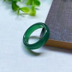 Green Agate Jade Ring Chinese Fashion Charm Jewelry Women Hand Carved Craft Gift Circle Rings For DIY Necklace Pendant Earrings