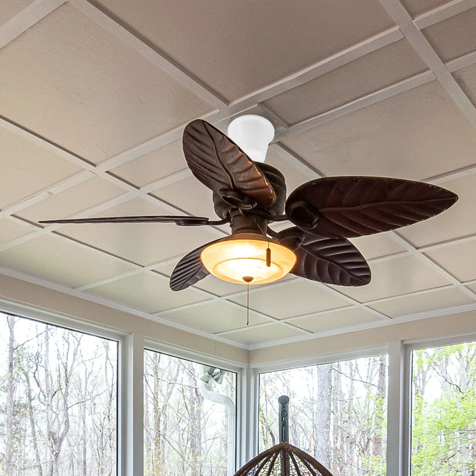 

1pcs Ceiling Fan Dustproof Cover Universal Plastic Bottom Canopy Round Replacement Part For Home Bathroom Decor Ceiling Fan