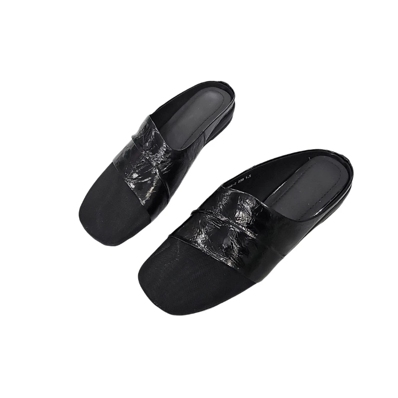 Mules suaves y cómodas para mujer, todo el día, elegantes, con punta cuadrada, zapatillas cómodas de oficina con antideslizantesAH1504