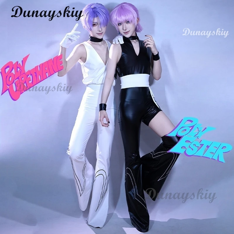 أنيمي اللباس الداخلي تخزين البوليستر تأثيري حلي شعر مستعار البولي يوريثين تأثيري حلي بولي PU أسود أبيض الدعاوى لجميع القديسين الدعائم الطرف