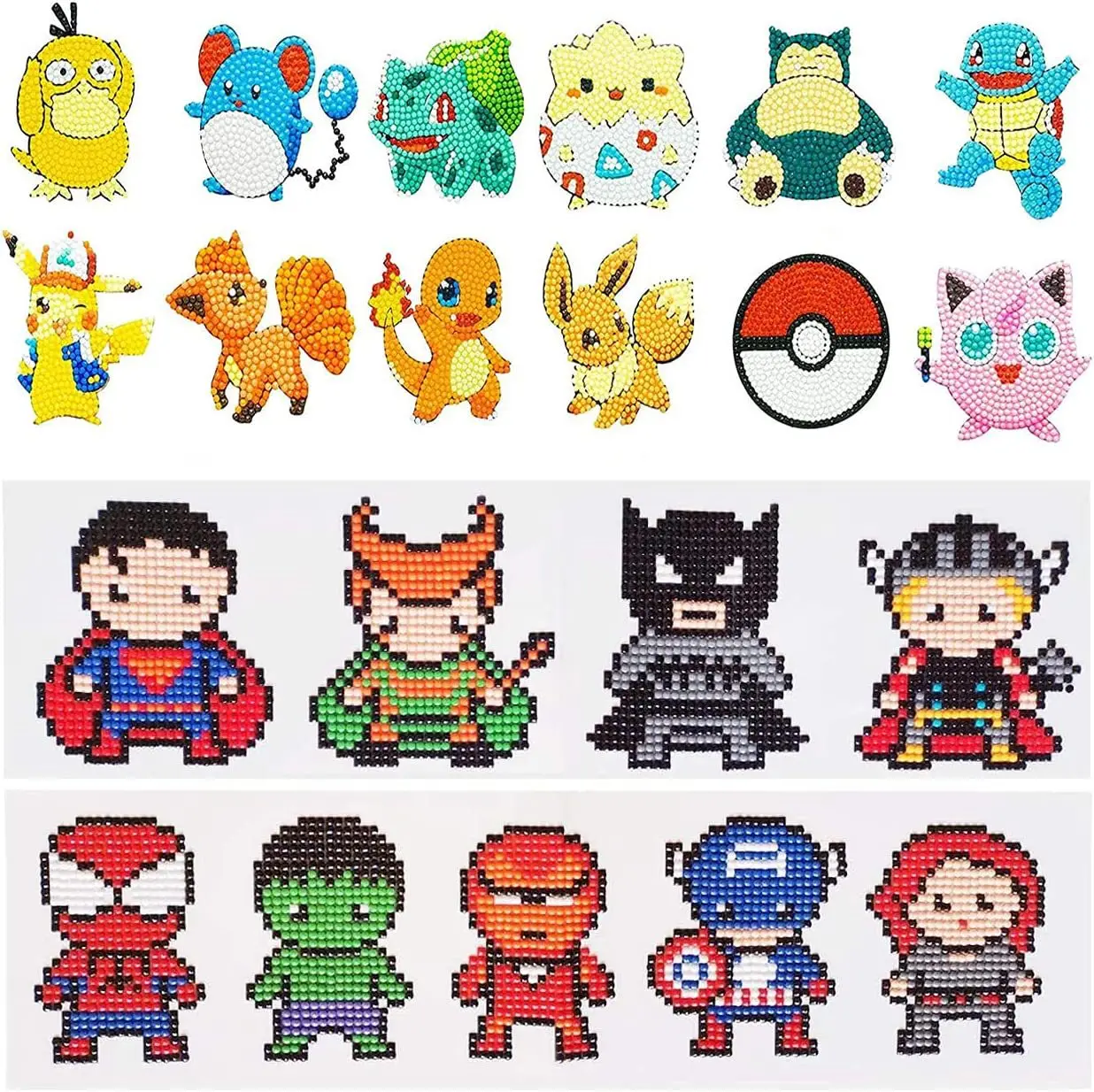 漫画アニメピカチュウダイヤモンドステッカー DIY 子供のクラフト活動ギフト用