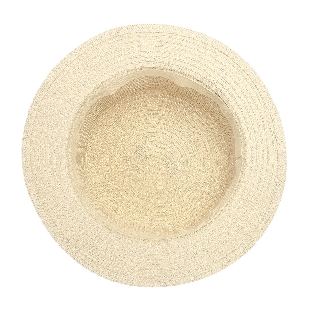 Damen-Sommerhut im britischen Stil, einfacher Strohhut mit kleiner Krempe, koreanischer Stil, Schleifenknoten, flacher Sonnenhut, beliebter Damen-Strohhut – Detail 4