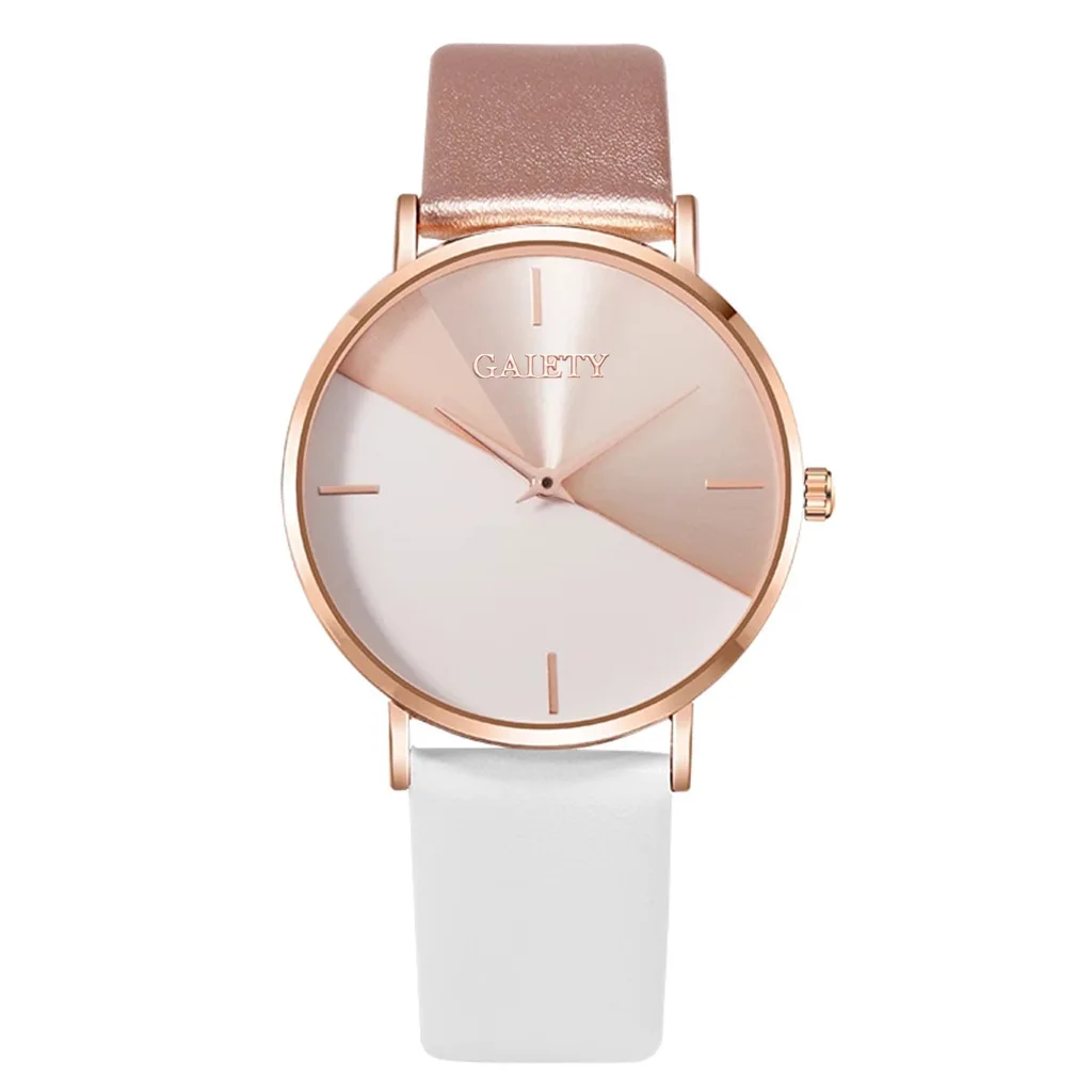 Montre à quartz bicolore avec ceinture simple pour femme, cadeau pour étudiants, Joker, personnalité