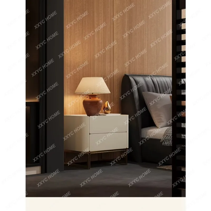 JYX69 Light Luxury Bedside Table Villa High-end Master Bedroom Bedside Table Original Natural Luxury Stone Bedside Table
