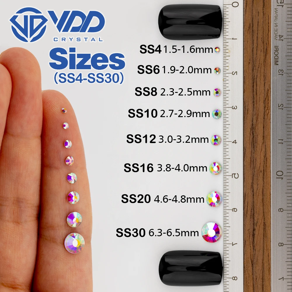 VDD Multi-color ACME+Series Top Quality Glass Hot-Fix Rhinestones Crystal AB Flatback Glitter Strass Stones For Fabric Garment – Detail 3