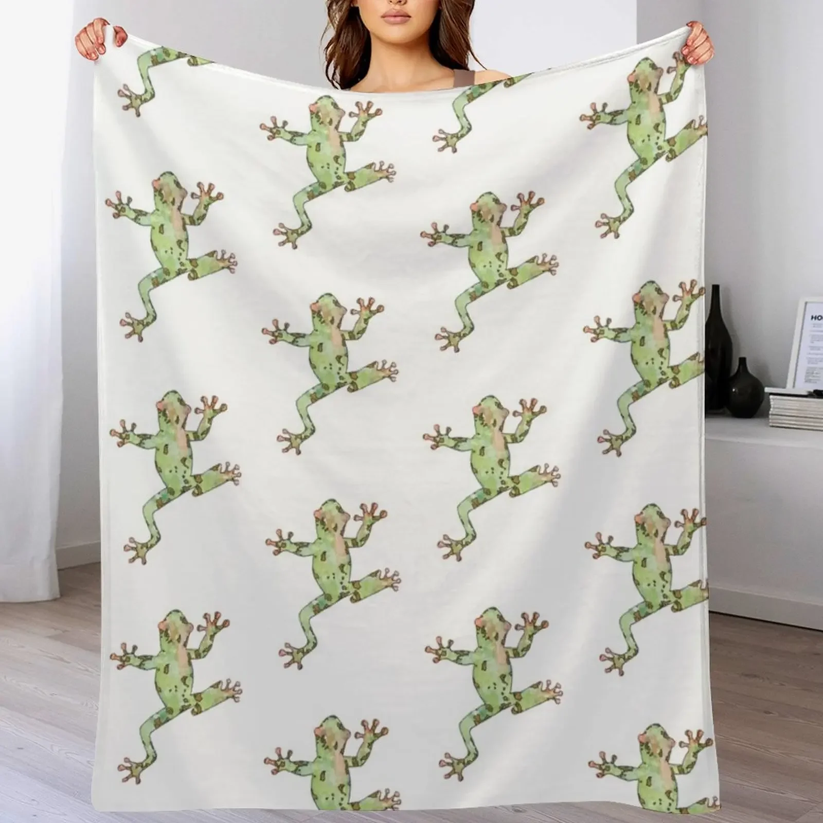 

Frog Watercolor Throw Blanket Thin Soft Blanket for Summer Night Sleeping