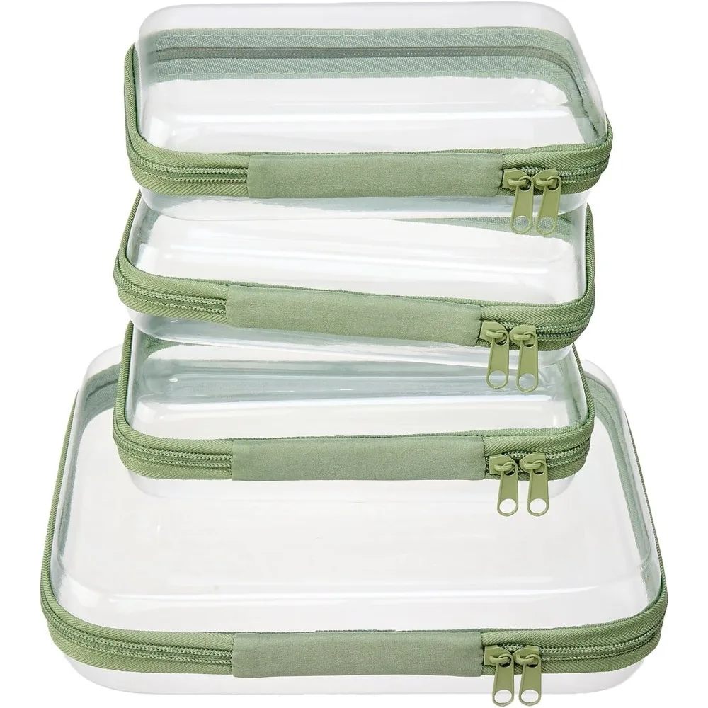 4Pcs PET Hard Shell Clear Zipper Pouches Waterproof Travel Toiletry Bag Transparent Makeup Cosmetic Organizer Storage Cases