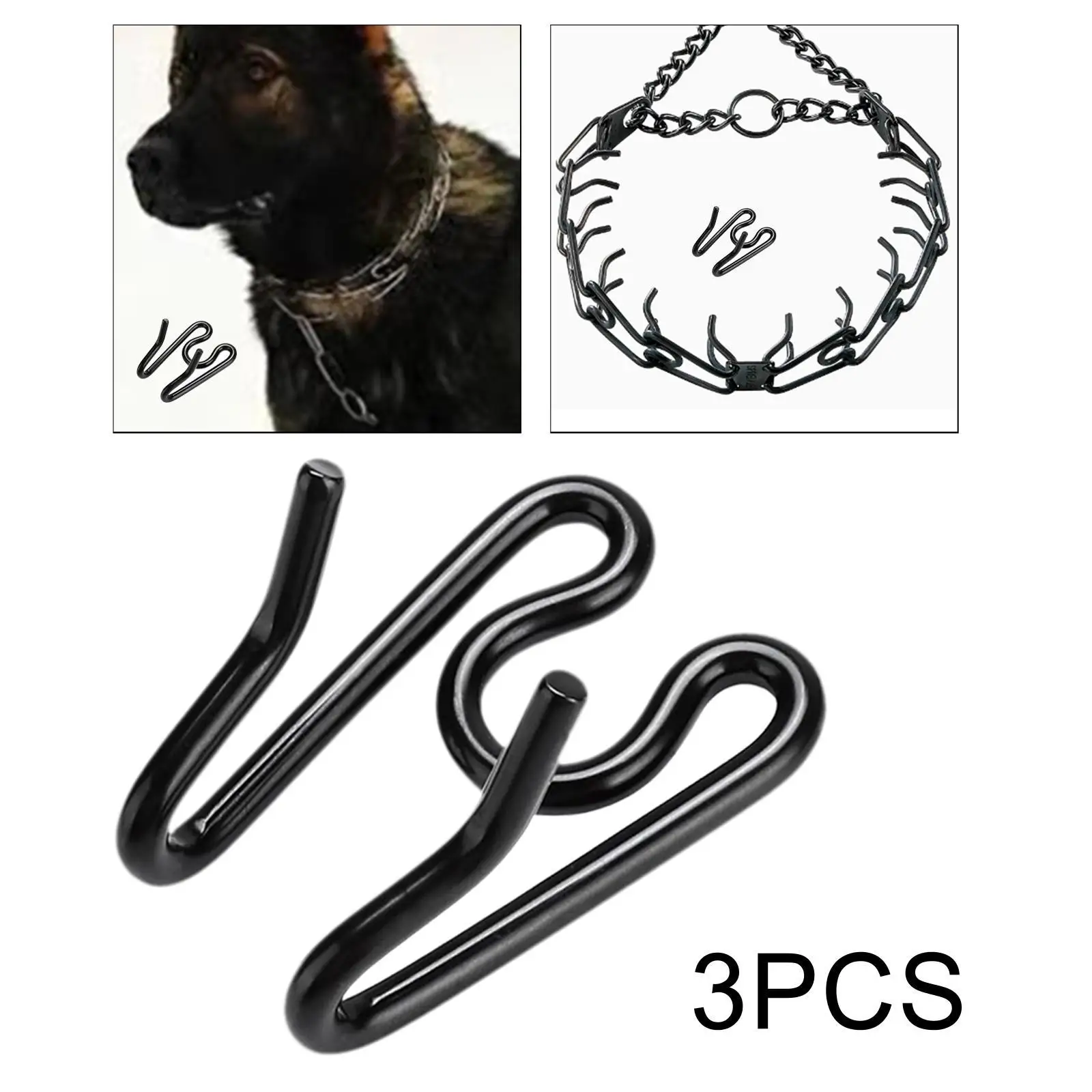 3x Enlaces de punta para collar de perro Construcción de metal versátil Robusto universal 3 mm