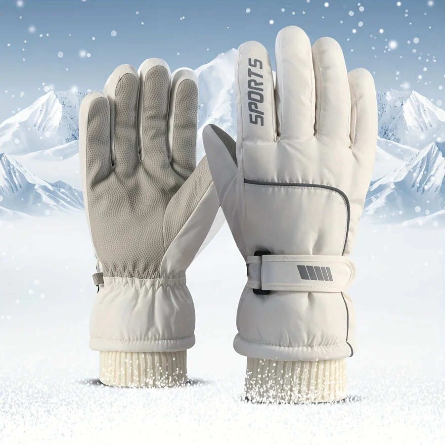 Guantes de esquí de invierno para mujer: pantalla táctil, forro polar cálido, manoplas para clima frío para snowboard.