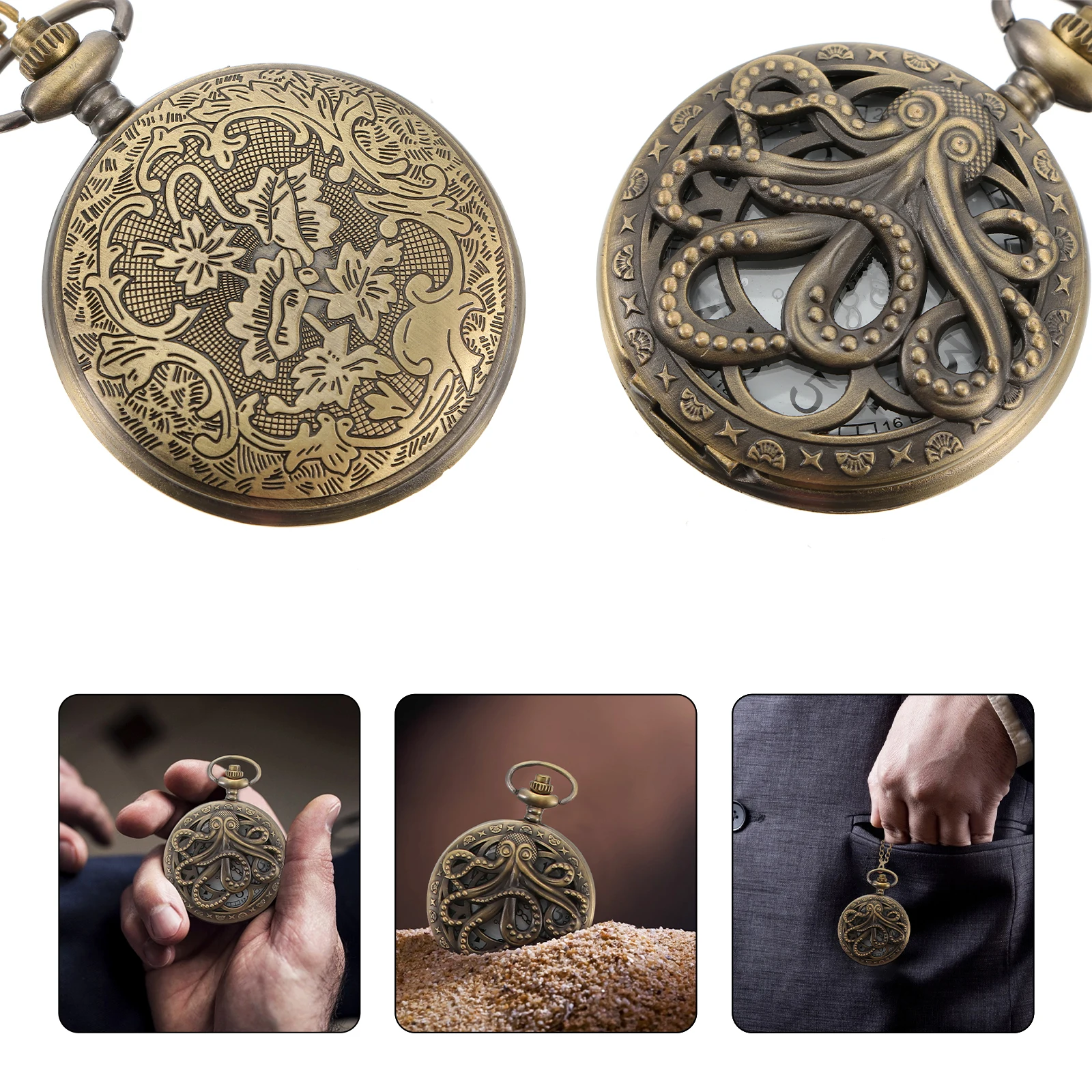 1pc Retro Pocket Hollow Out Vintage Quartz Movement Watch Mini Portable Lightweight Durable Men Women Gift Pocket Watch