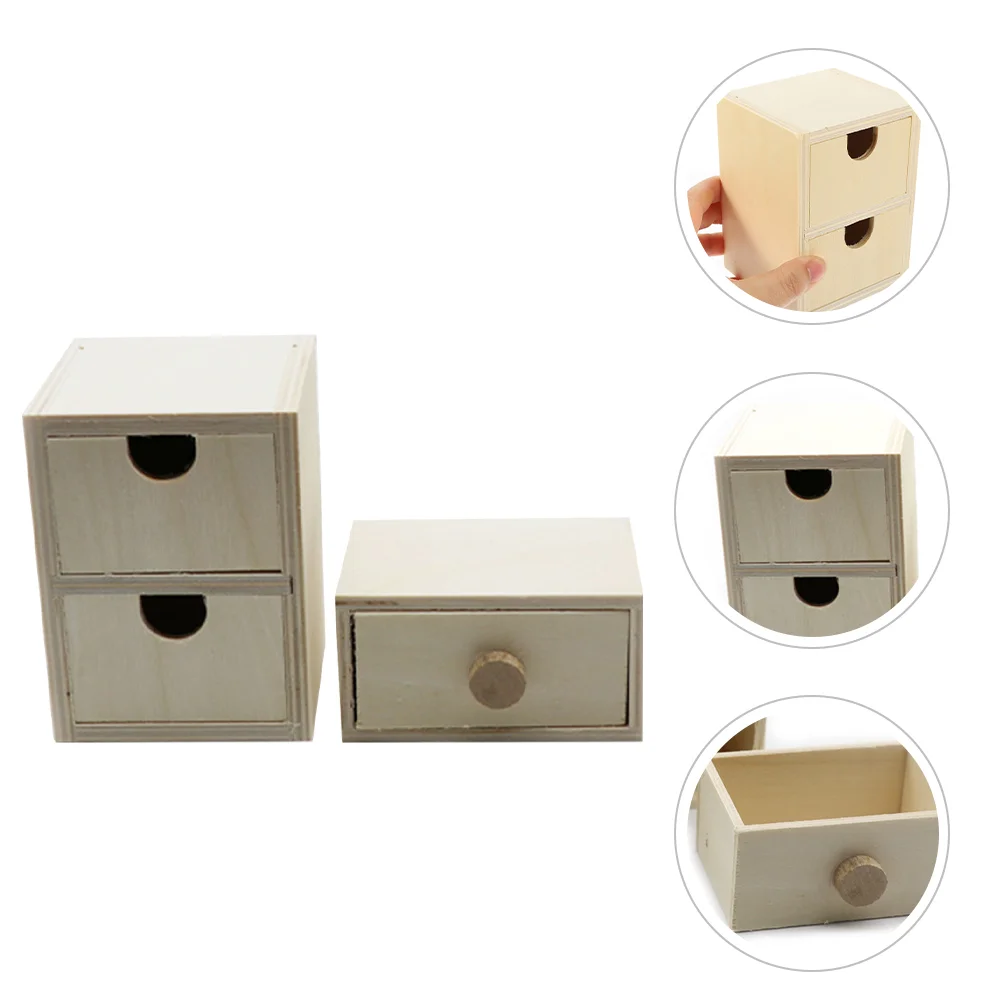 Cajones pequeños de madera sin pintar, cajones pequeños de madera en blanco, cajones pequeños DIY, cajón pequeño en blanco, 2 uds.