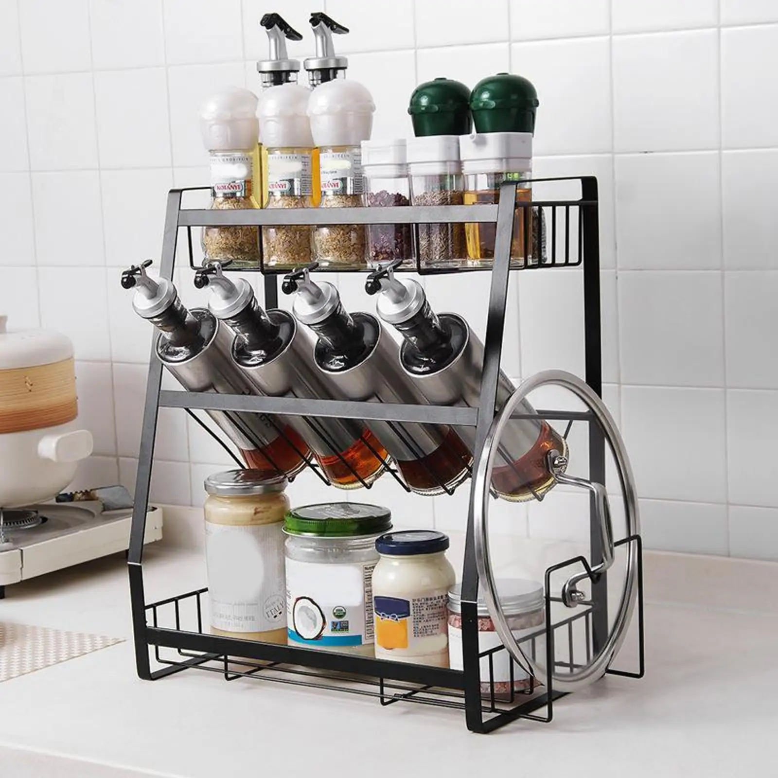 

Spice Rack 3 Tiers Kitchen Spice Rack Organizer Bathroom Kitchen Countertop Storage Shelf for Pantry Desktop