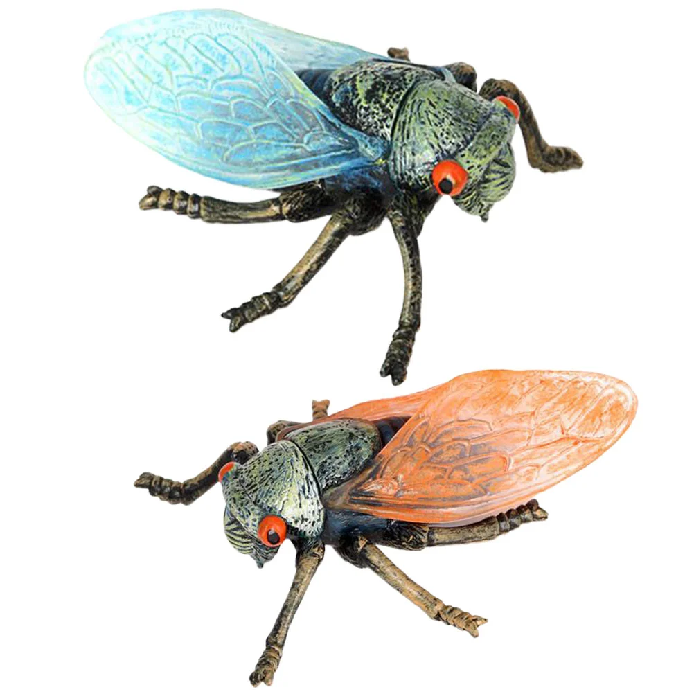 

2 Pcs Simulation Cicadas Model Insect Figurines Realistic Plastic Decor Educational Toy Detailed Shape Small Decoration Home