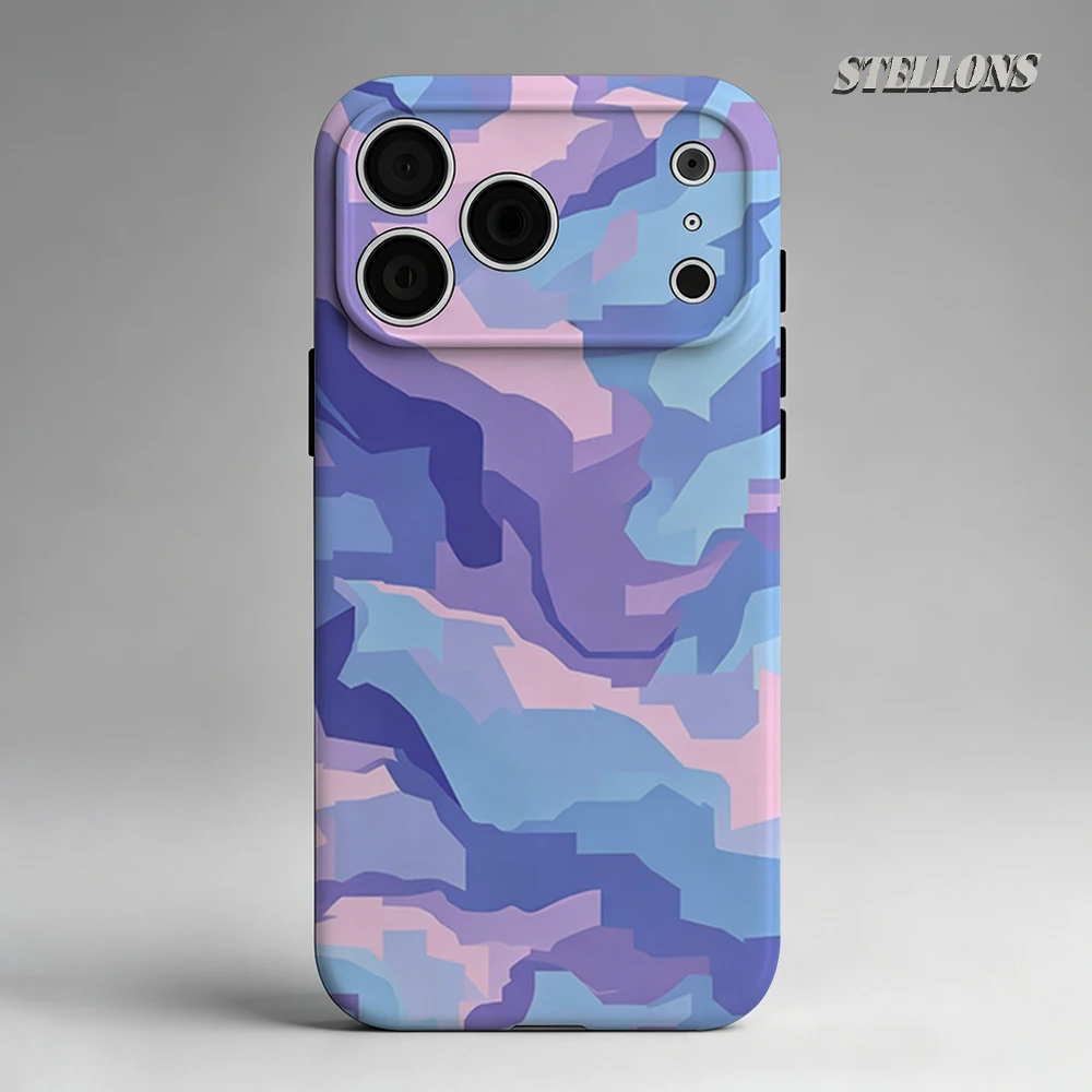 Pastel Blue Camo Phone Case For Magnetic Phone Case for IPhone 17 16 15 14 13 Pro Max Plus Single Double-layer tough Case