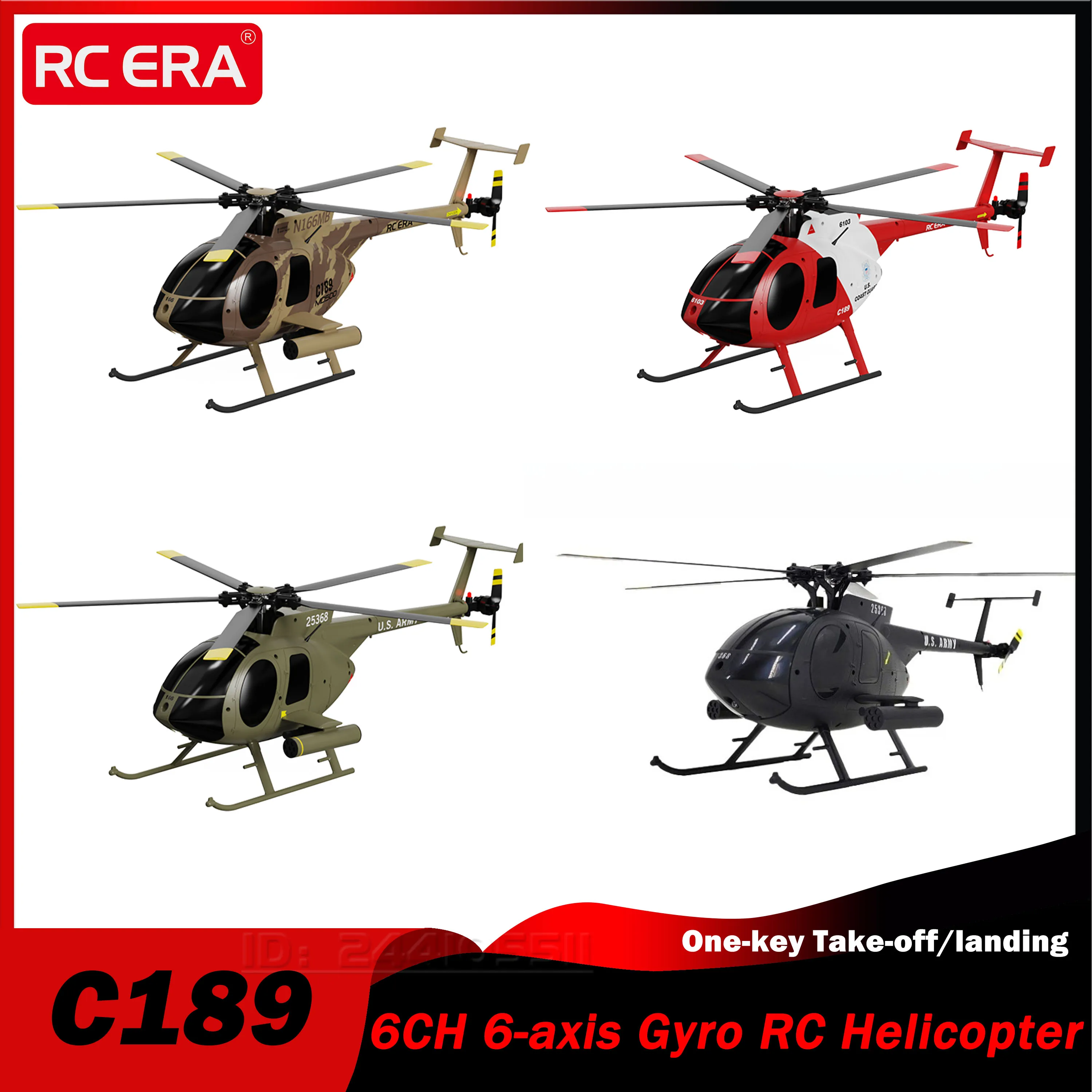 C189 1/28 6CH RC Helicopter 6-axis Gyro One-key Take-off/landing 6G Mode 7.4V 2.4G Transmitter Simulated Model Aircraft Toy Part