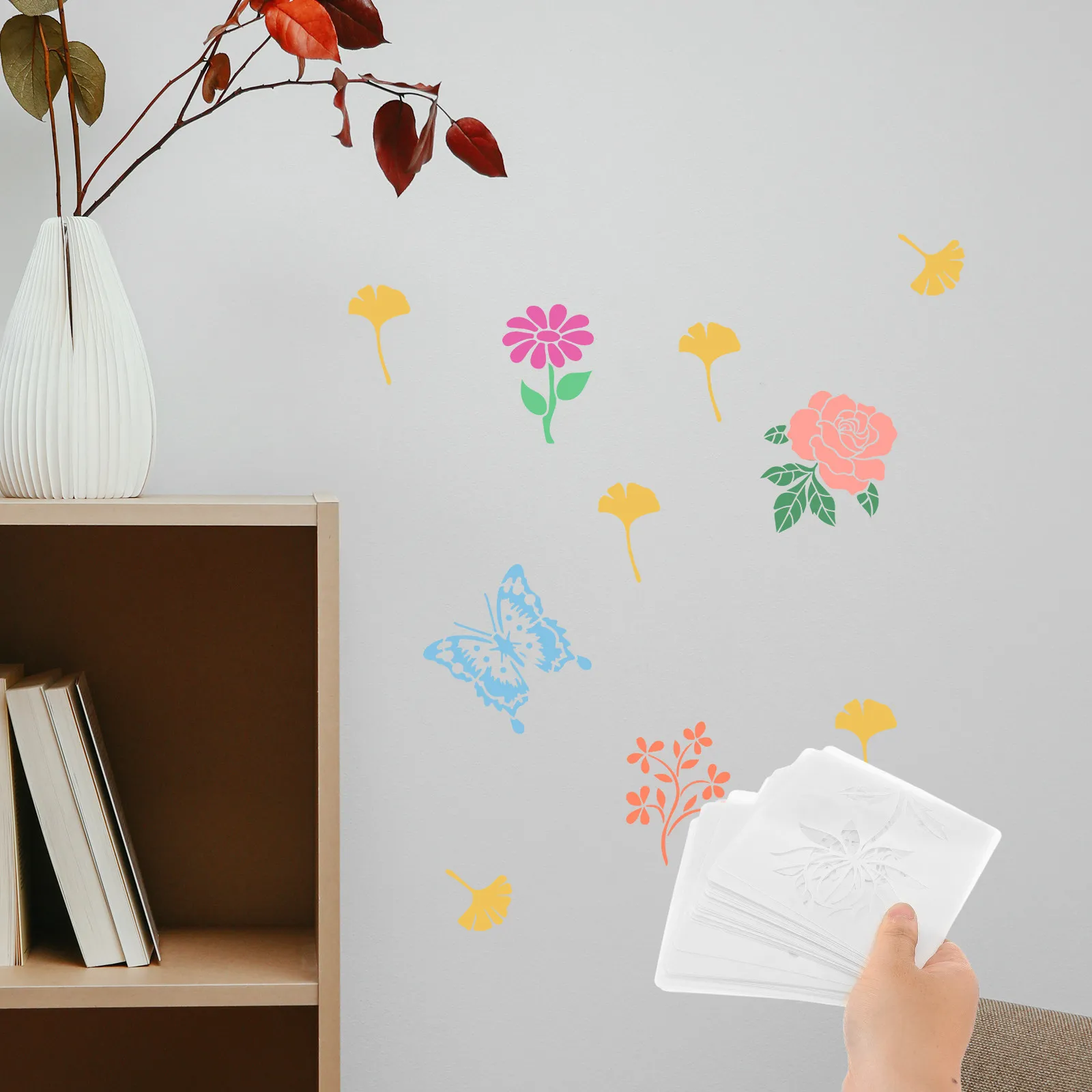 Wildflower Wall Stencil Flower Painting Stencils Reusable Hollow Leaves DIY Spring Drawing Template for Wood Canvas Craft Spray view 3