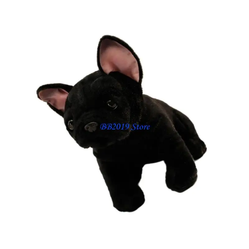 Q0KB ที่สมจริง การ์ตูนสัตว์ตุ๊กตาของเล่นตุ๊กตาลูกสุนัข Emotion Support ของเล่น