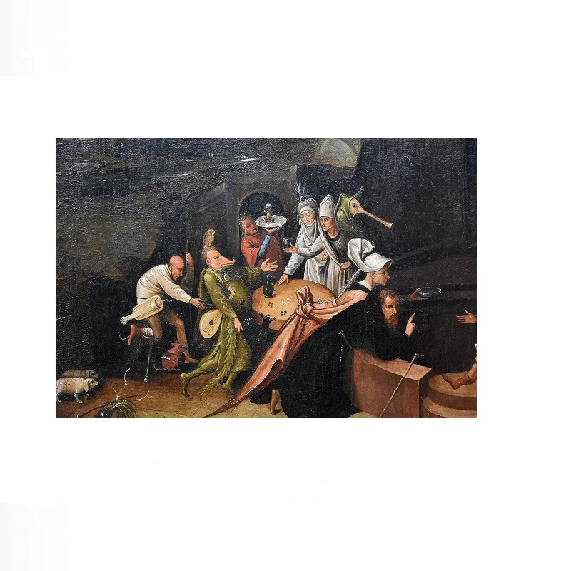 Hieronymus Bosch, Copy of the Temptation of St. Anthony the Great, Print Art Canvas Poster,Living Room , Home Wall Decor Picture