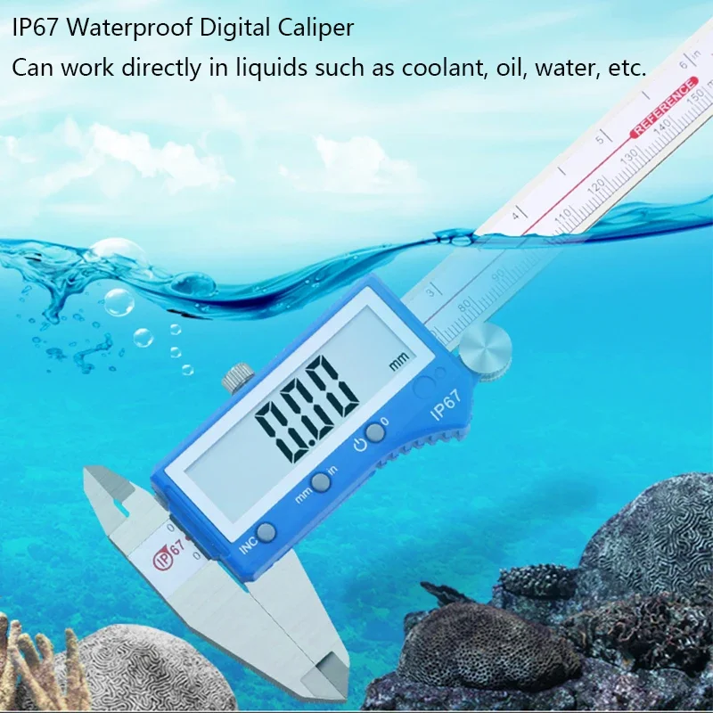 IP67 Waterproof And Oil-Proof Digital Caliper High-Precision Stainless Steel Electronic Vernier Caliper Step Depth Measurement