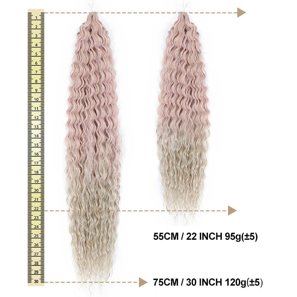 Extensiones de cabello trenzado Ariel Curl, 22 y 30 pulgadas, ondas de agua, pelo de ganchillo, trenzas de ganchillo sintéticas, rizos Afro marrones ombré