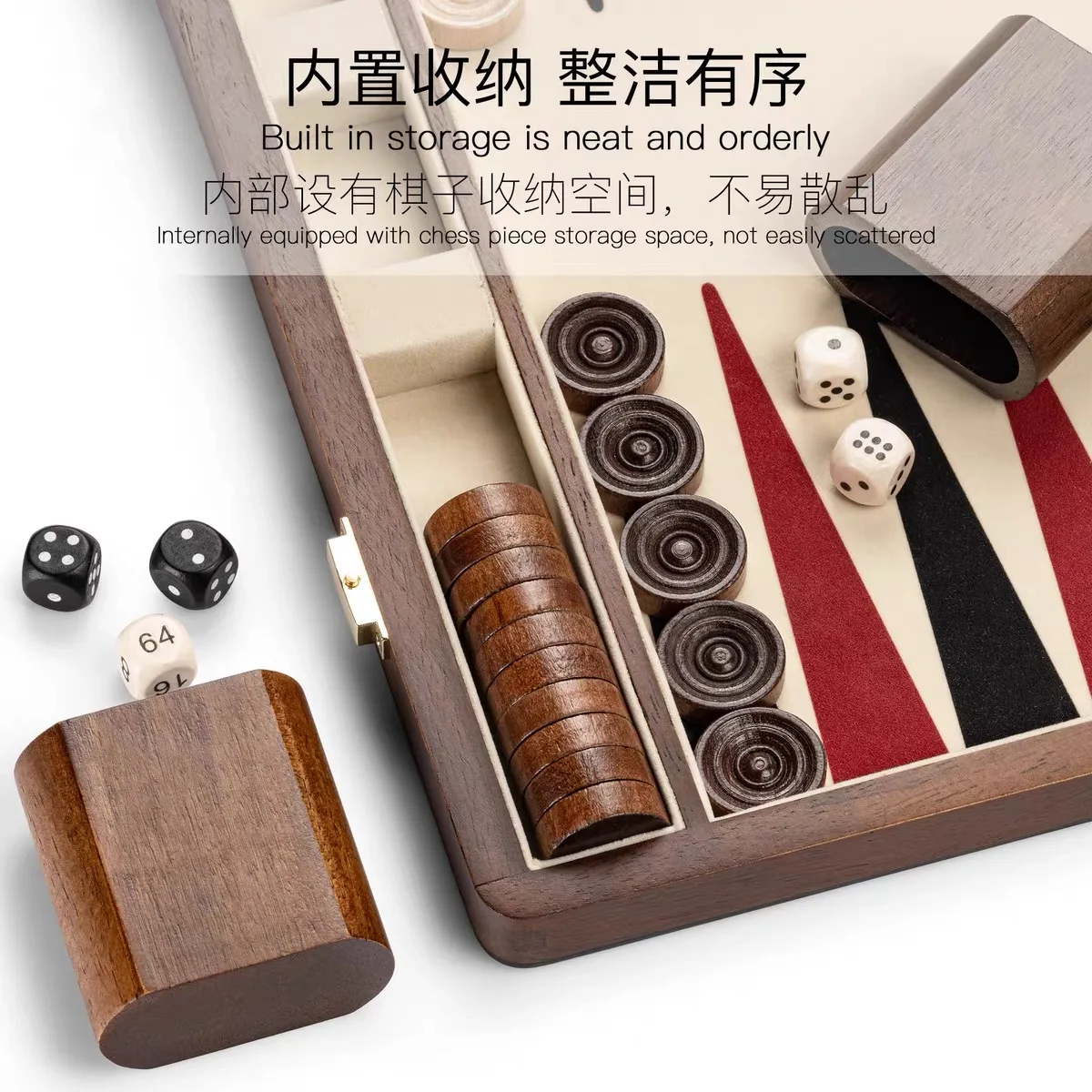 Premium Foldable Solid Wood Backgammon Board Set Multi Functional Portable Strategy Tabletop Board for Adults Family Leisure