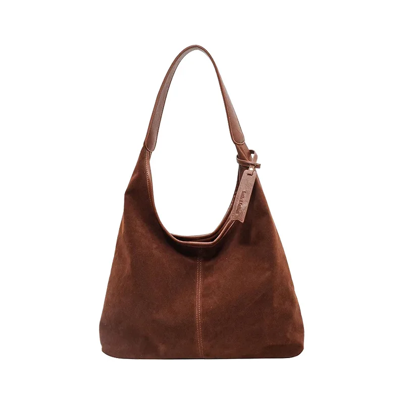 

Retro Suede Leather Tote Bag Women's Casual Shoulder Bag Large Capacity Commuting Leisure Handbag PU Material Chinese Made