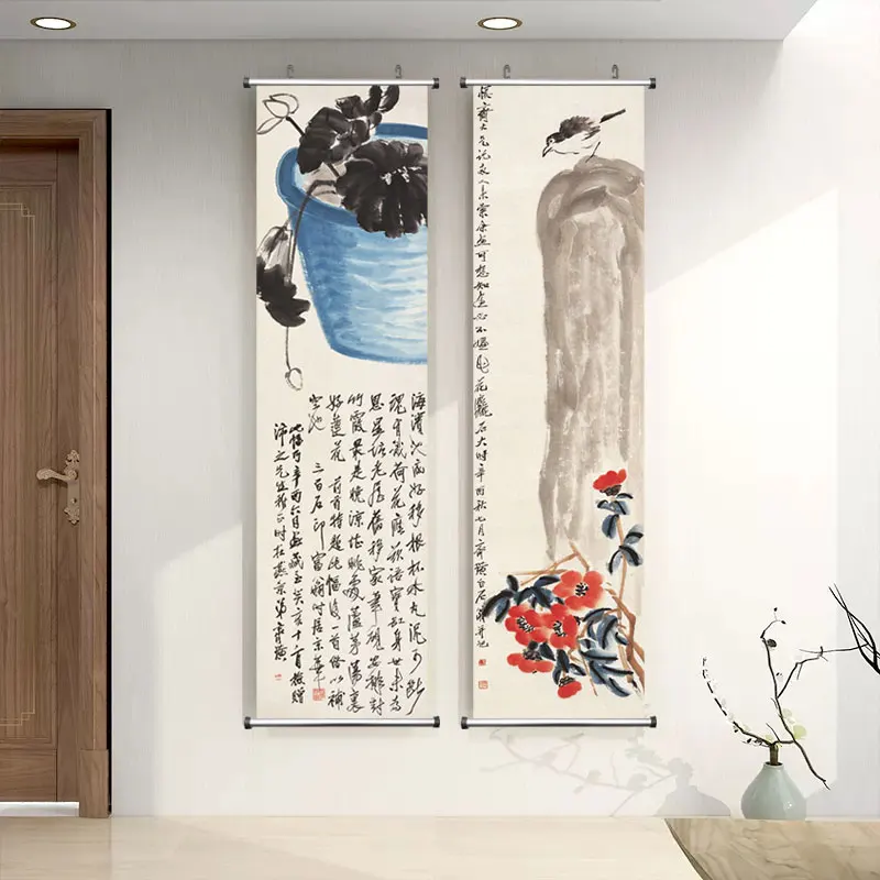 Zen Abstract Traditional Chinese Style Qi Baishi Wall Art Canvas Painting Poster Picture Print For Office Living Room Home Décor