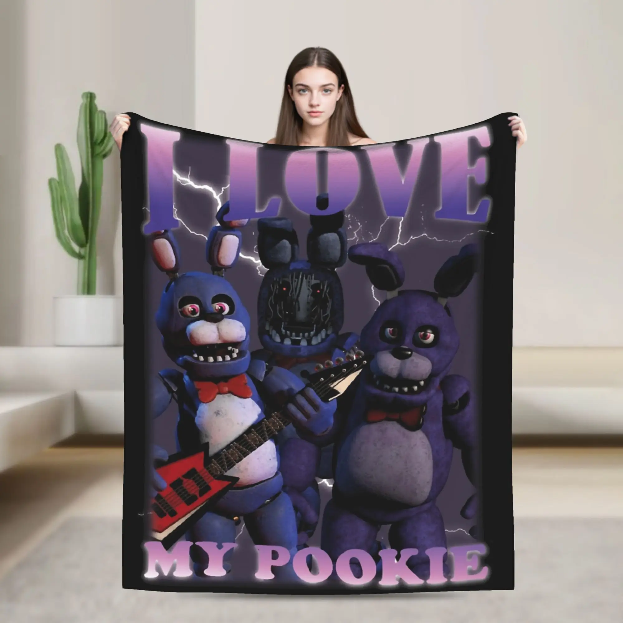 Halloween Five Nights Horror Game Blankets Flannel  Winter   Multifunction Ultra-Soft Throw Blankets for Bed Office Rug Piece