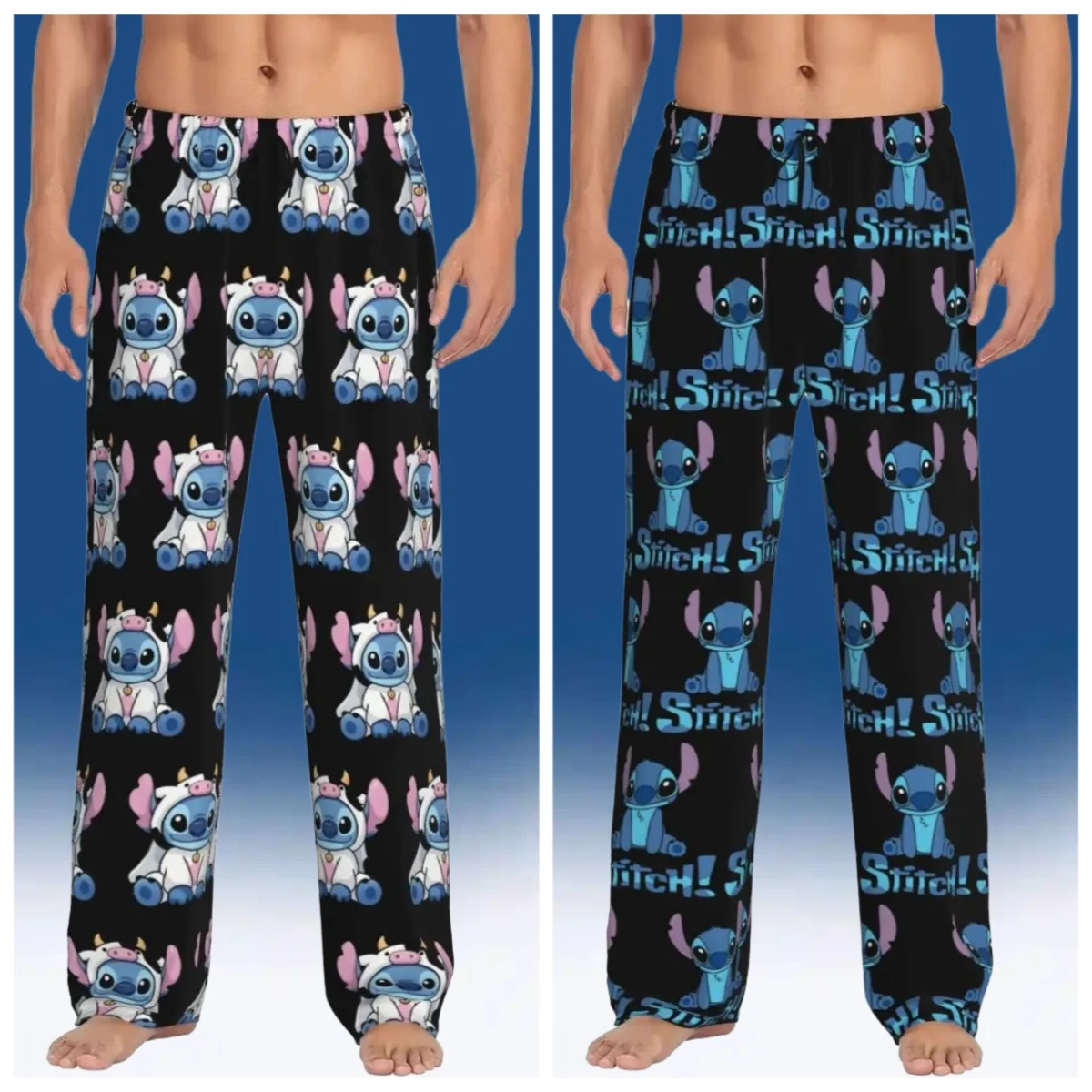 

2025 NEW Custom Men Stitch Pajama Pants Printed Dubbed Animated Film Sleep Sleepwear Bottoms with Pockets