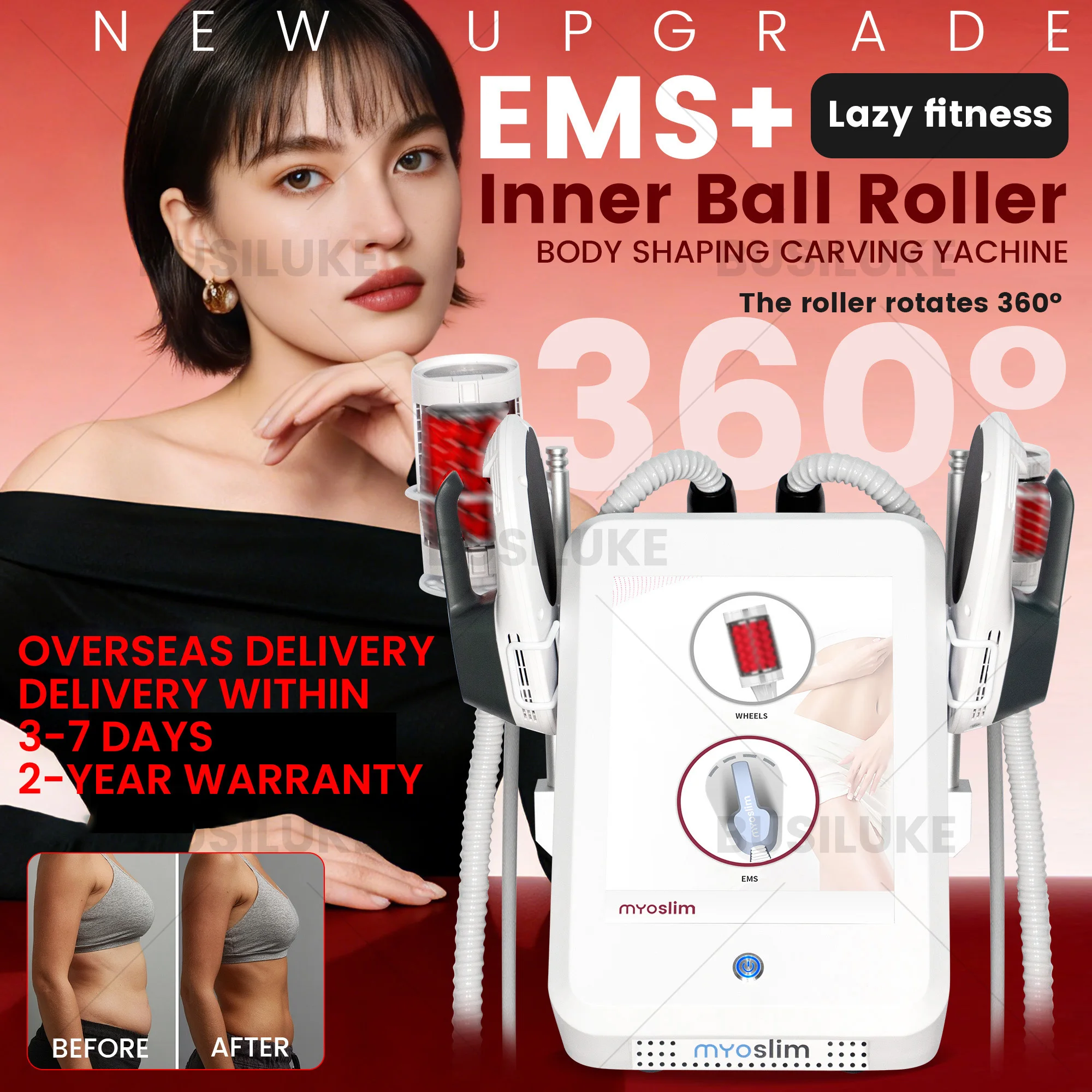 Professional EMS Roller Body Sculpting Machine 2 in 1 Muscle Toning Body Contouring Skin Tightening 360 Rotating Massage Salon