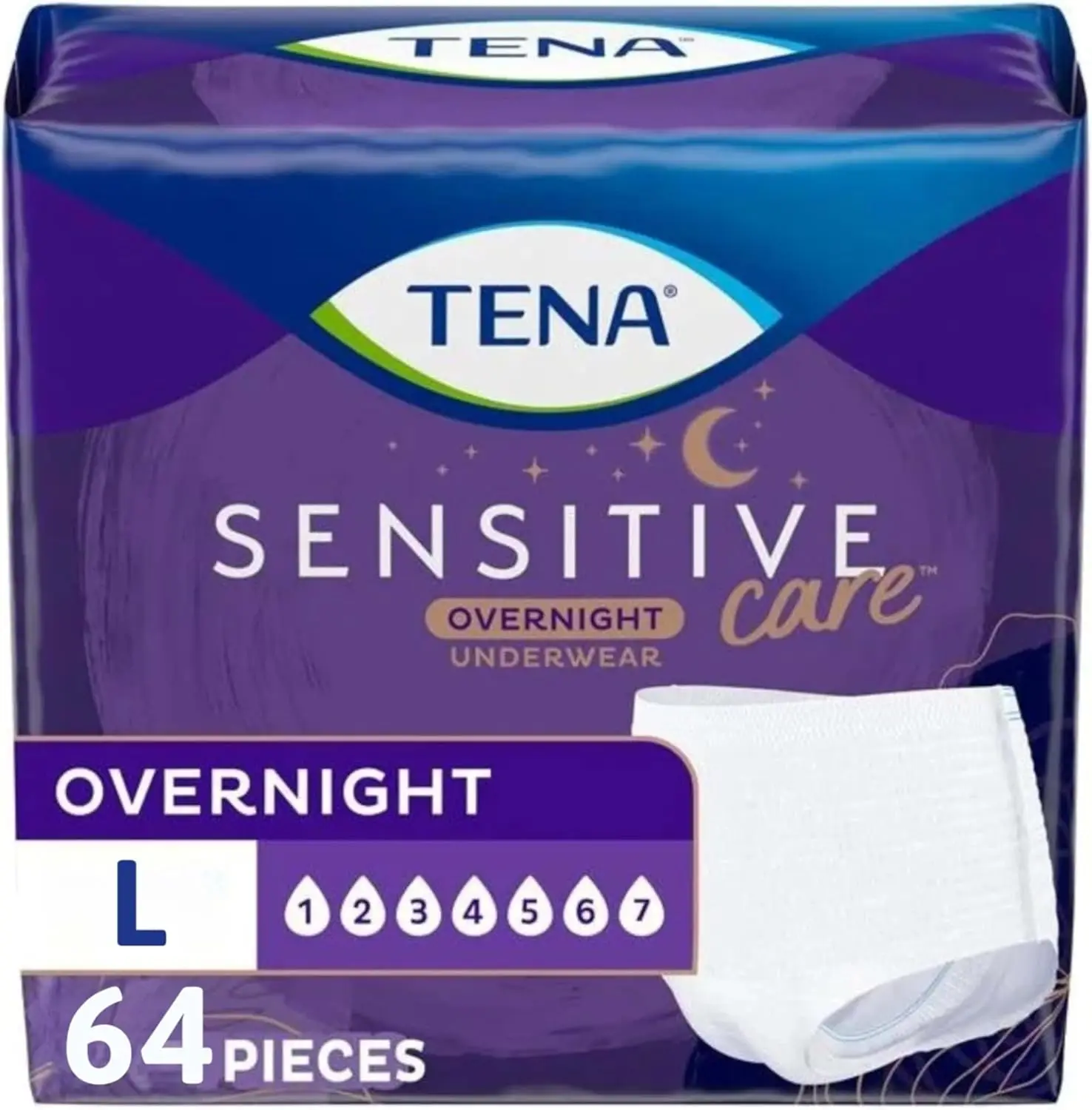 

Overnight Incontinence Underwear for Women, Large (Waist 32-42in), 64 Count, Super Absorbent, Breathable, Night Protection