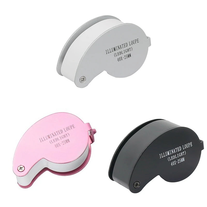 40 Times Double LED Lamp Folding Magnifying Glass Is Suitable For Jade Jewelry Collection And Appreciation Easy To Use Black