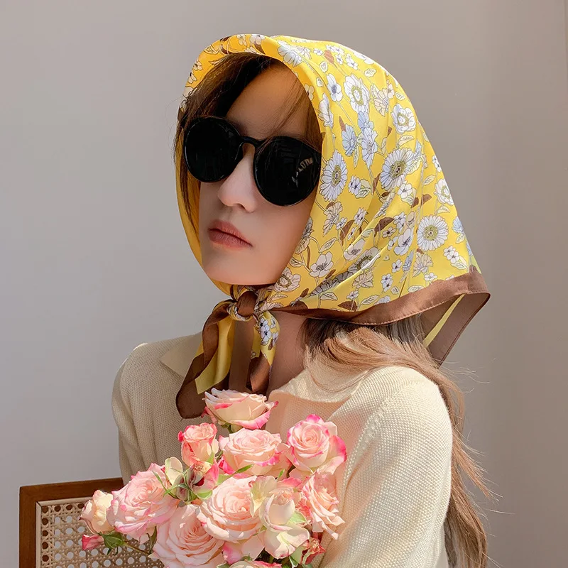 

Cotton and Linen Handkerchief Small Hair Scarf for Women Cute Plain Bag Scarfs Female Fashion Print Scarves for Women