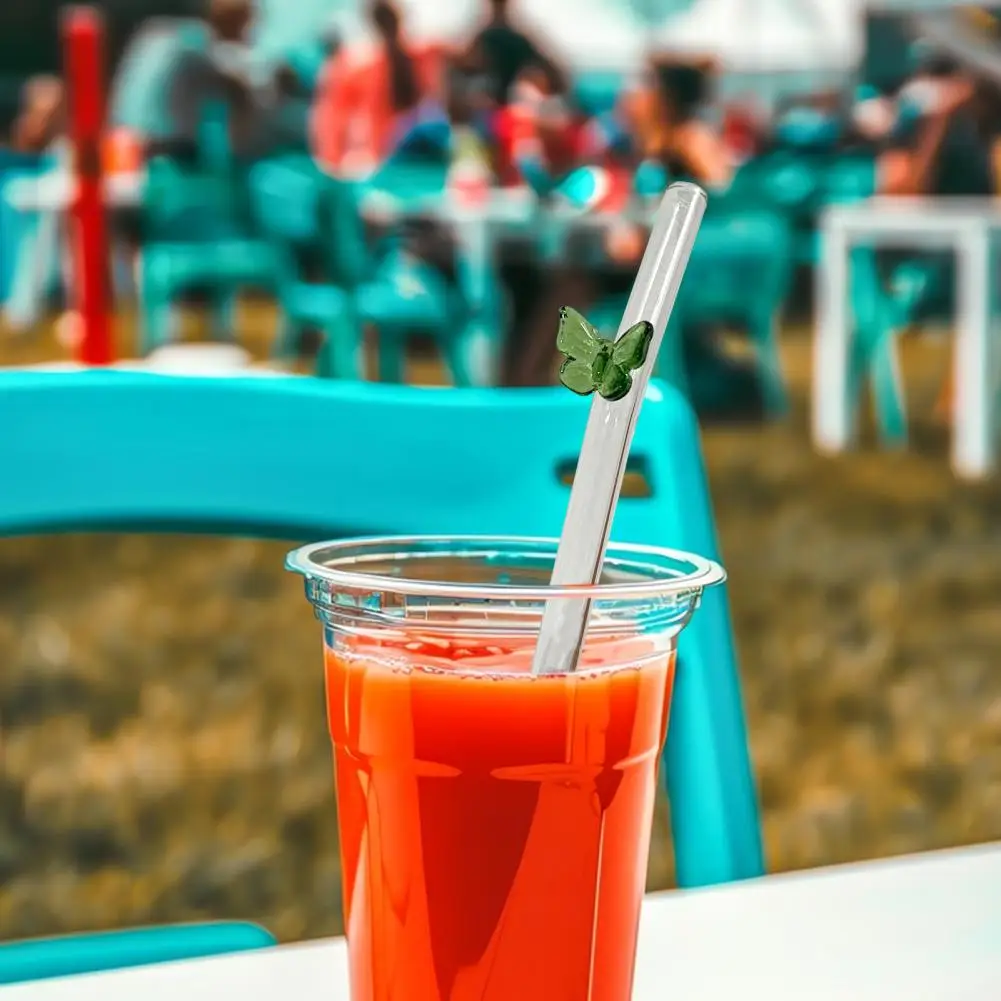 Glass Straw Borosilicate Glass Drinking Straw Colorful Butterfly Design Glass Reusable Straws Heat-resistant Borosilicate Straws - Image 6