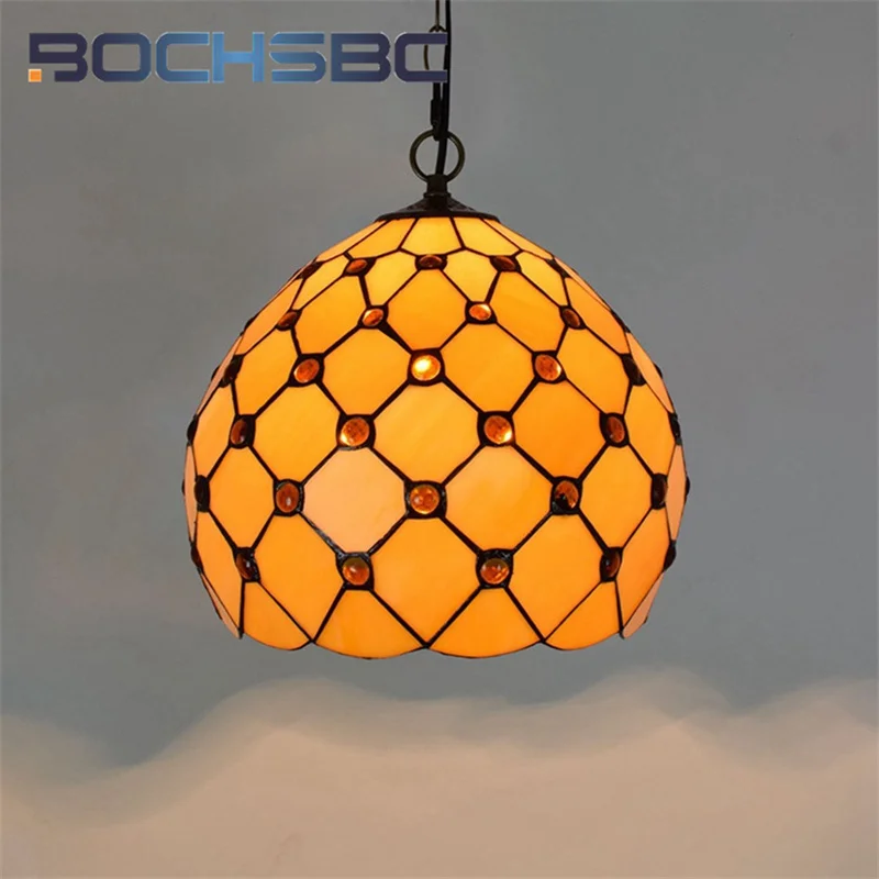 BOCHSBC Tiffany Glass chandelier European style Deco Living Room Dining Room Study Bedroom Hotel Spherical bead ceiling light