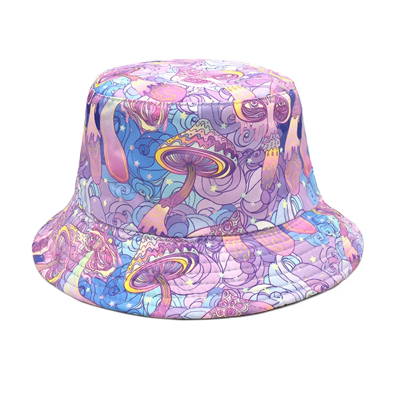 New Printed Panama Hats for Men Japanese Outdoor Sunshade Fisherman Caps Travel Beach Cute Double-sided Bucket Hat