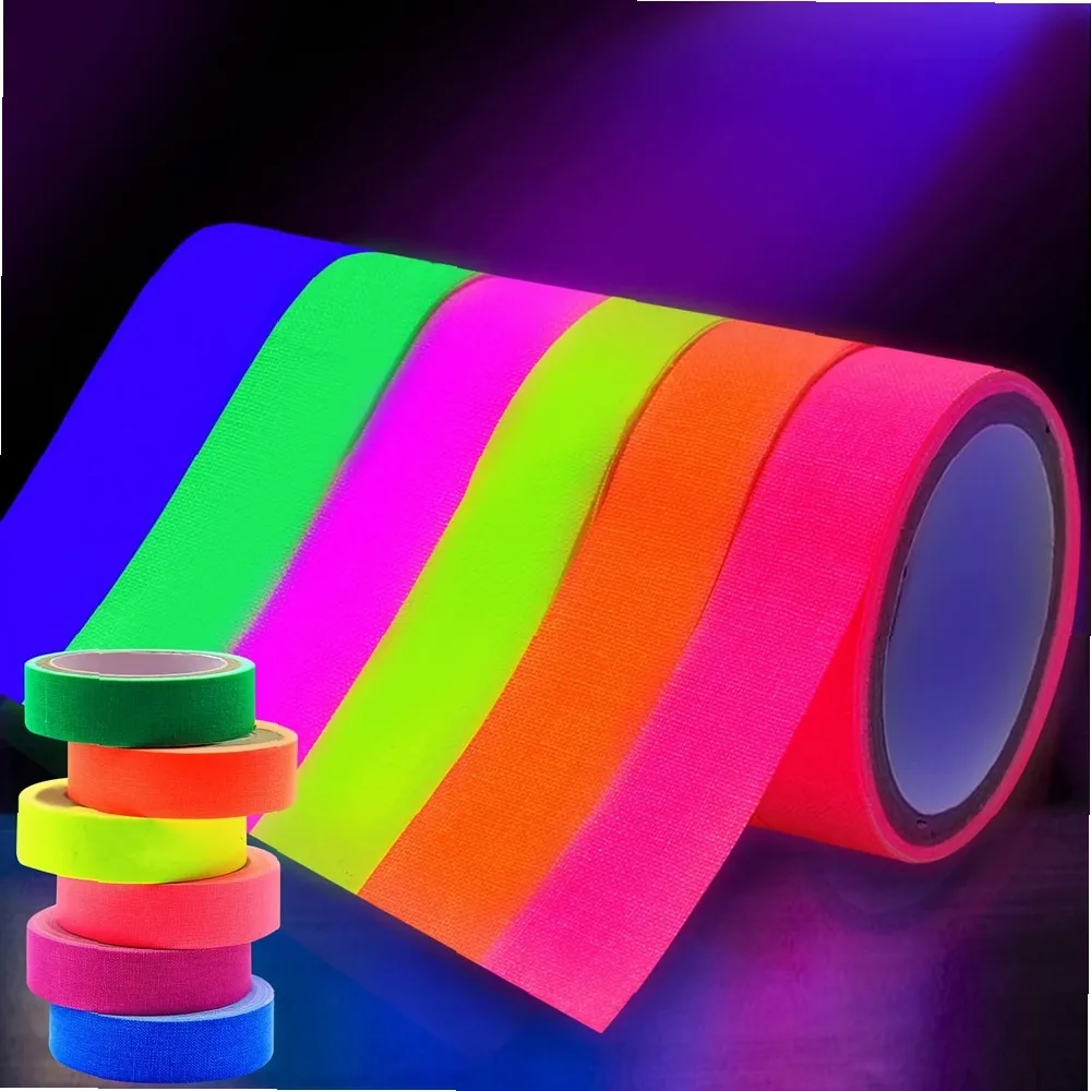 6 Rolls Fluorescent Ribbon Streamers for Christmas & New Year, High Brightness Tear-Resistant Party Decorations