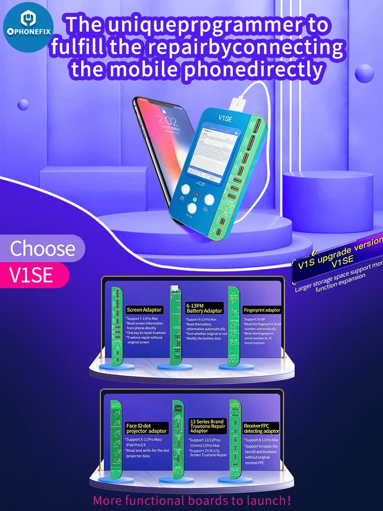 Programator JC V1SE Wifi do iPhone 11 12 13 14 15 16 17 Pro Max Oryginalny Kolorowy Dotykowy Ekran Shock Face ID Czytanie Zapis Naprawa Baterii — zdjęcie 2
