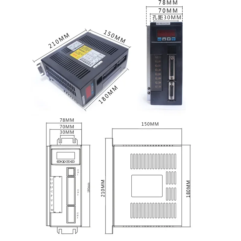 400W 730W 750W 1KW AC Servo Motor 80ST 220V Single-Phase Servo Silent Ac Drive Reduce Noise Permanent Magnet AASD-15A Driver