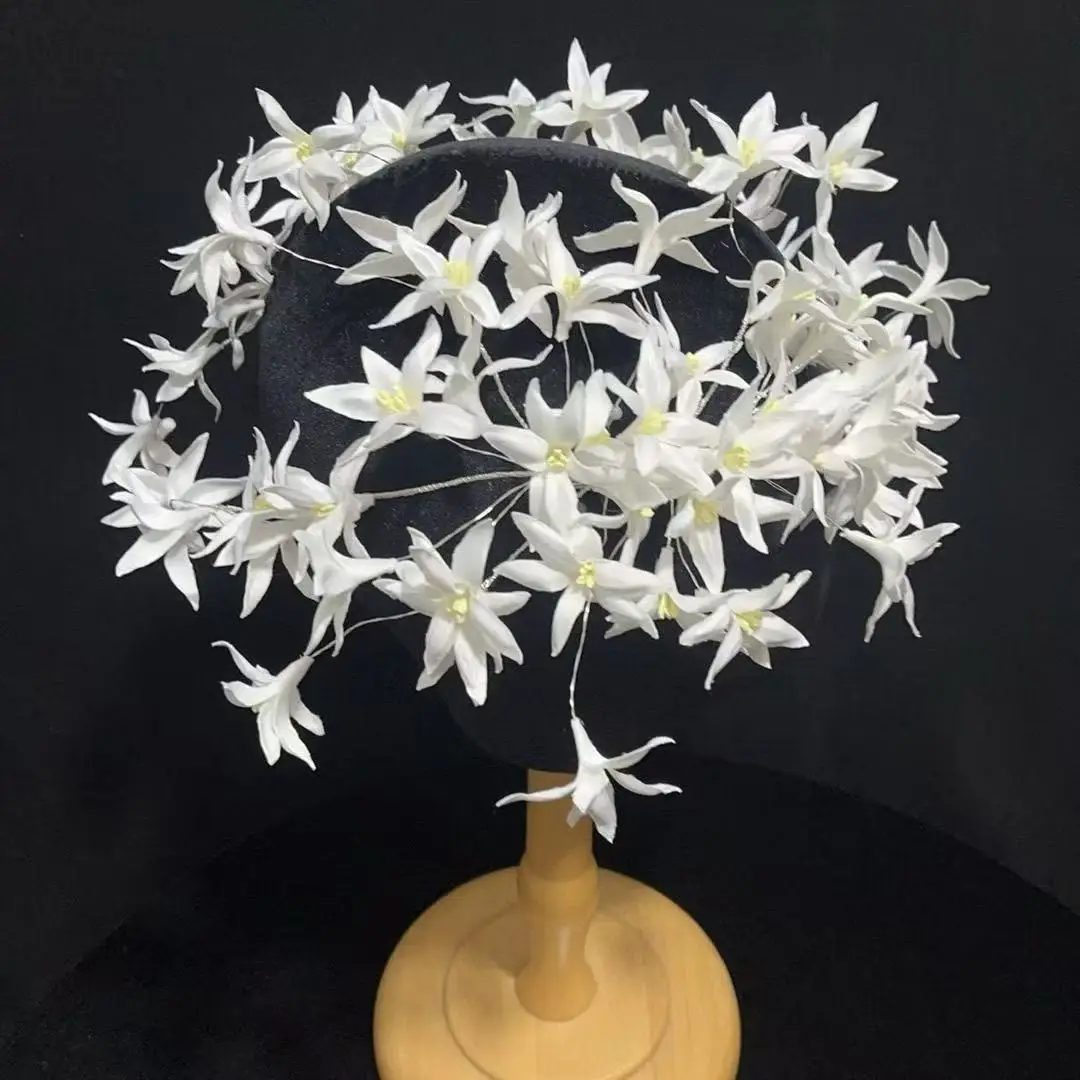 Braut weiße Blume Haarschmuck Styling Kopfbedeckung elegante handgemachte Hochzeit – Detail 8