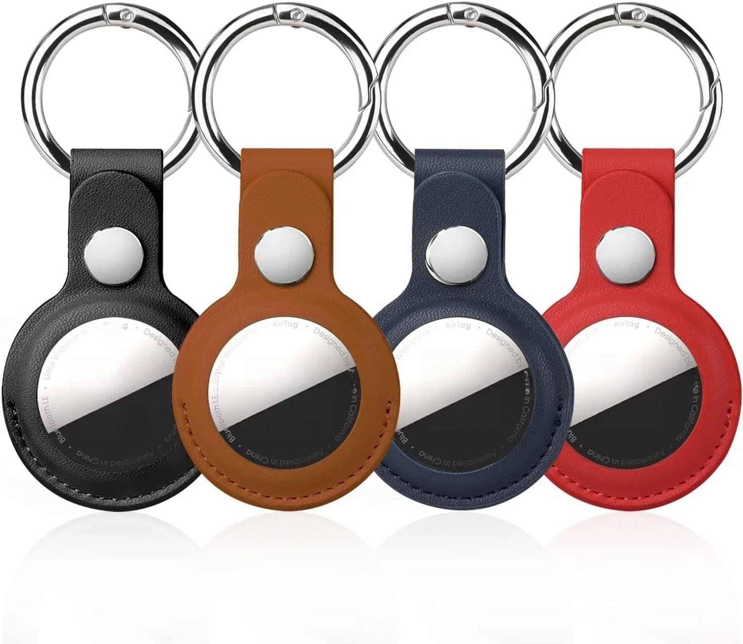 4er-Pack PU-Lederhülle für Apple Airtags mit Schlüsselanhänger, Air Tag Halter, Tier-Tracker-Zubehör, Schutzhülle – Detail 3