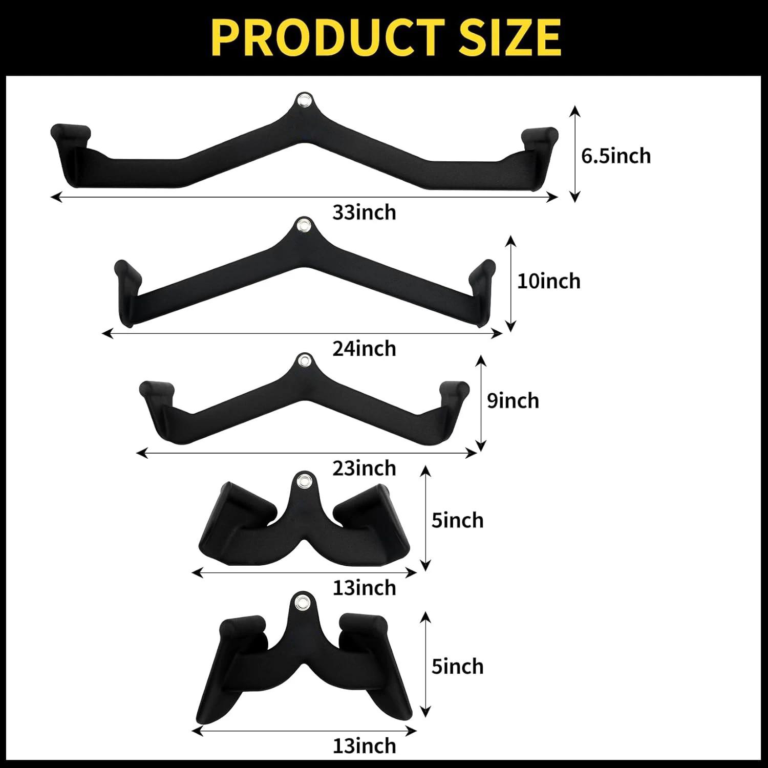 Gym Cable Handle Set - Triceps/Biceps Pull Down Bar, Non-Slip Rowing Grips for Home Workout