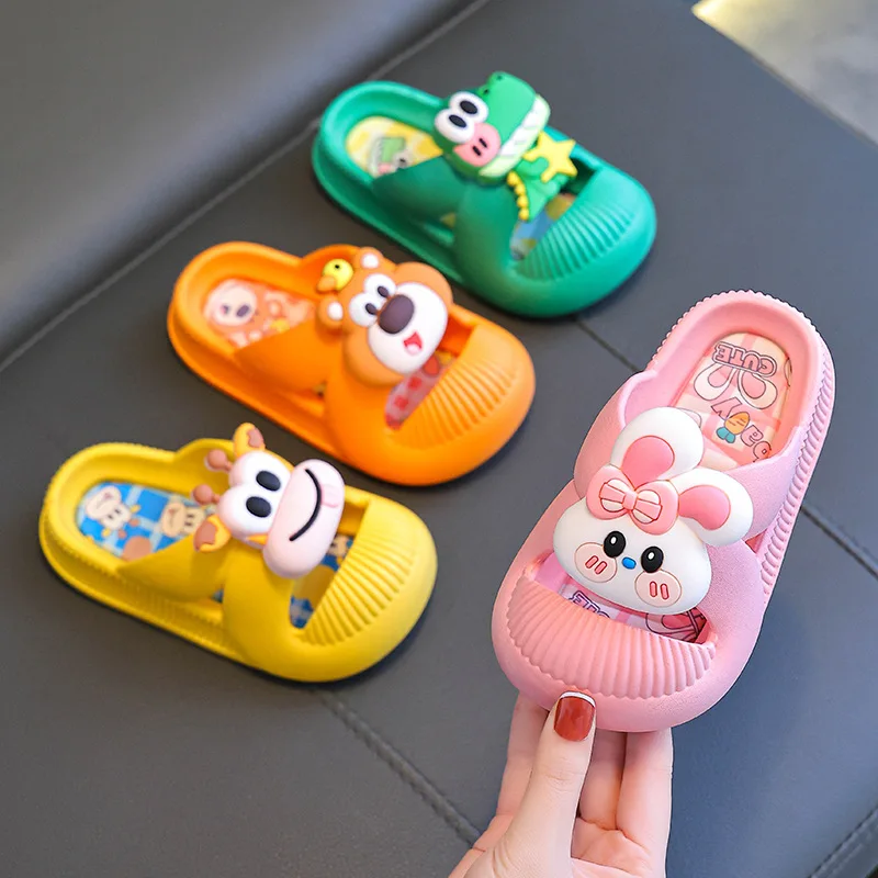 Cartoon Kaninchen Kinder Strand Hausschuhe für Jungen Mädchen nach Hause Schuhe Sommer dicke Sohle Flip Flops Eva weiche Outdoor-Hausschuhe