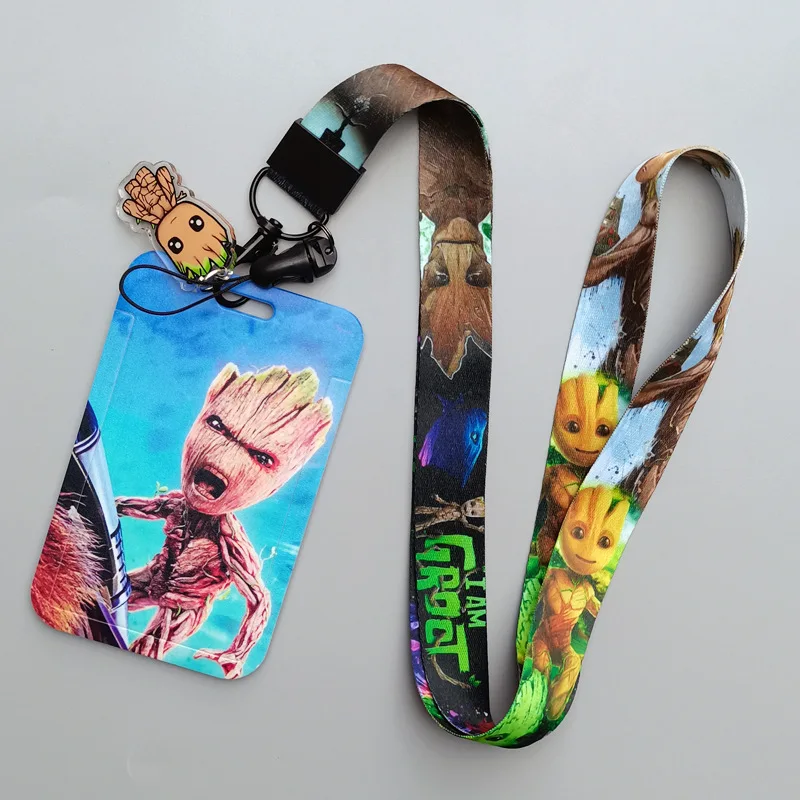 I'm Groot. Cute Card Holder Lanyards for Keychain Superhero Movie Card Holders Neck Strap Door Badge Holder Credencial Pendant image 6