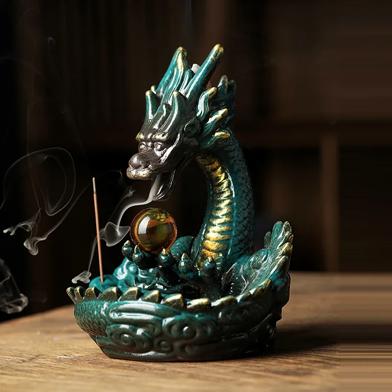 FY Ceramic Waterfall Incense Burner Dragon Baclflow Sandalwood Stick Incense Holder Censer Buddha Home Decor Ornaments