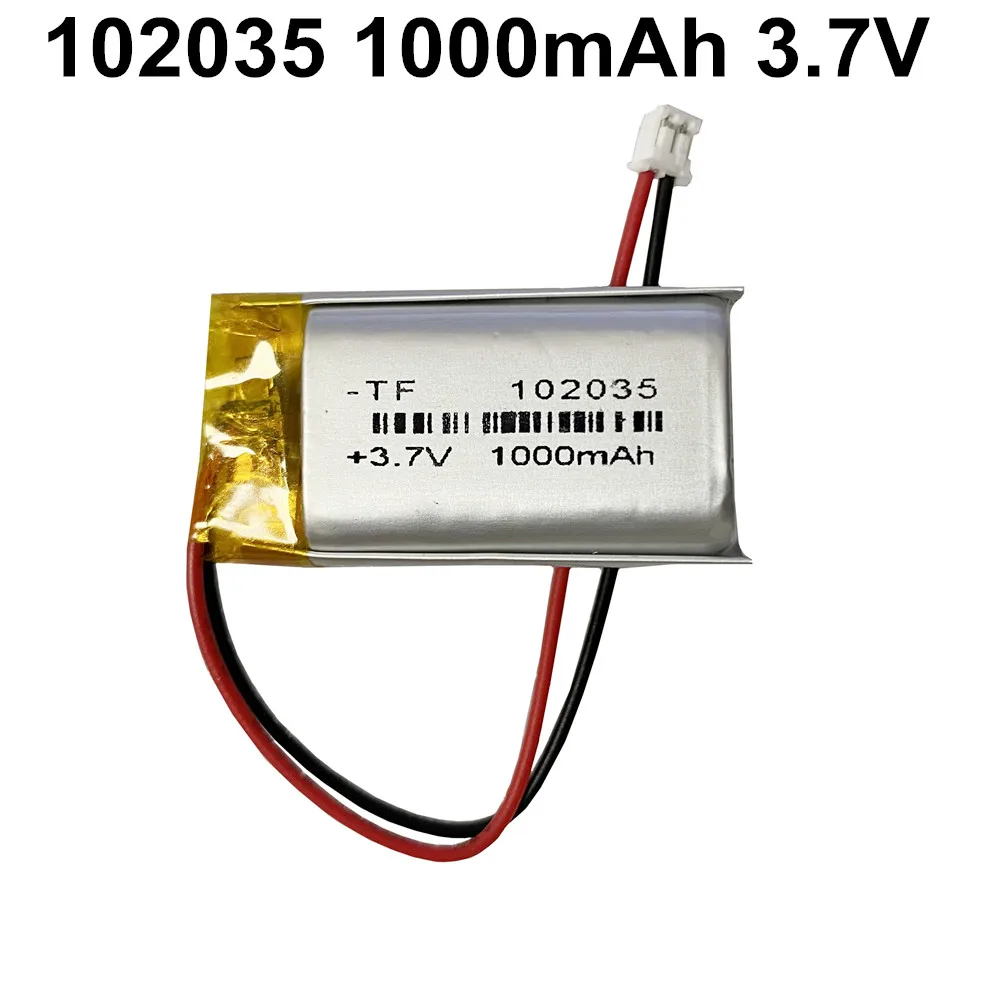 1-10pcs 102035 3.7V 1000mAh with JST 1.5mm 2P Li-Polymer Battery For mp3 lamp VR glasses recording pen bluetooth headset speaker