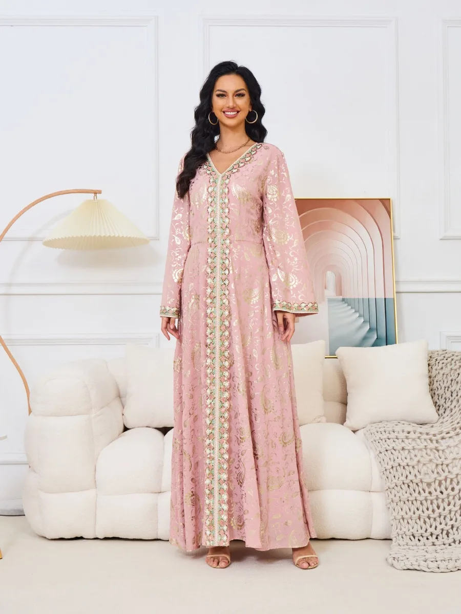 Robe de Soirée Arabe pour Femme Musulmane, Abaya Brodée Jalabiya, Caftan Marocain, Éducatif, Dubaï, Ramadan