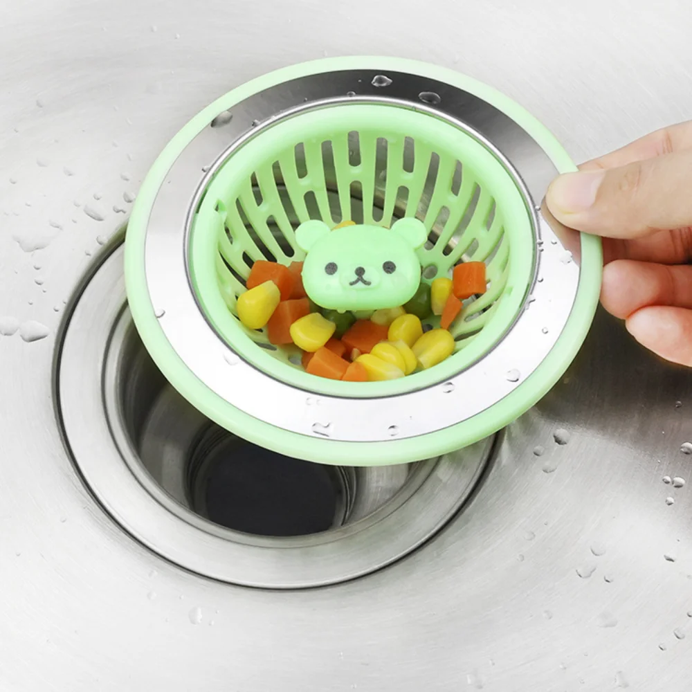 

New Sewer Accessory Sink Filter Cartoon Bear Pool Floor Drain Cover Hair Prevent Clogging Hair Filter Bathroom